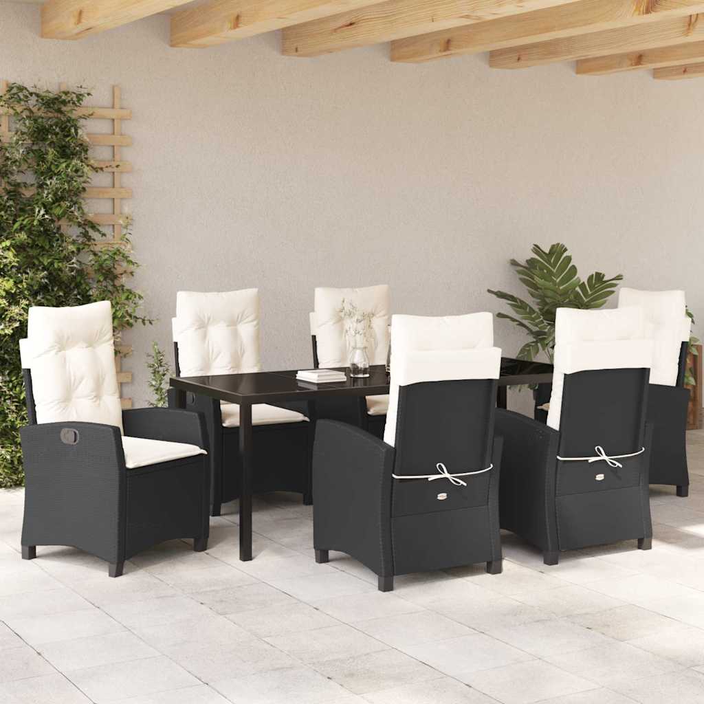 Have Spisebordssæt 7 stk. Sort polyrattan