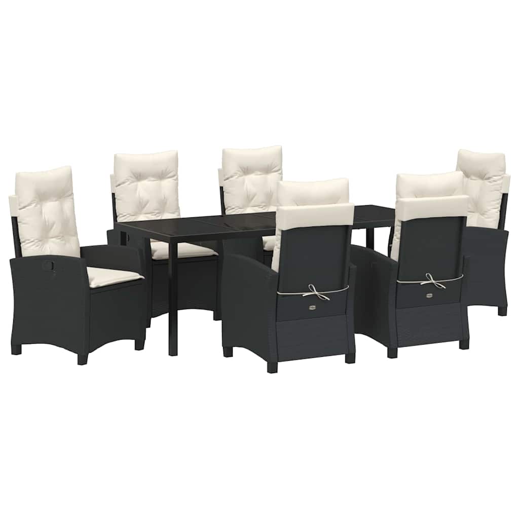 Have Spisebordssæt 7 stk. Sort polyrattan