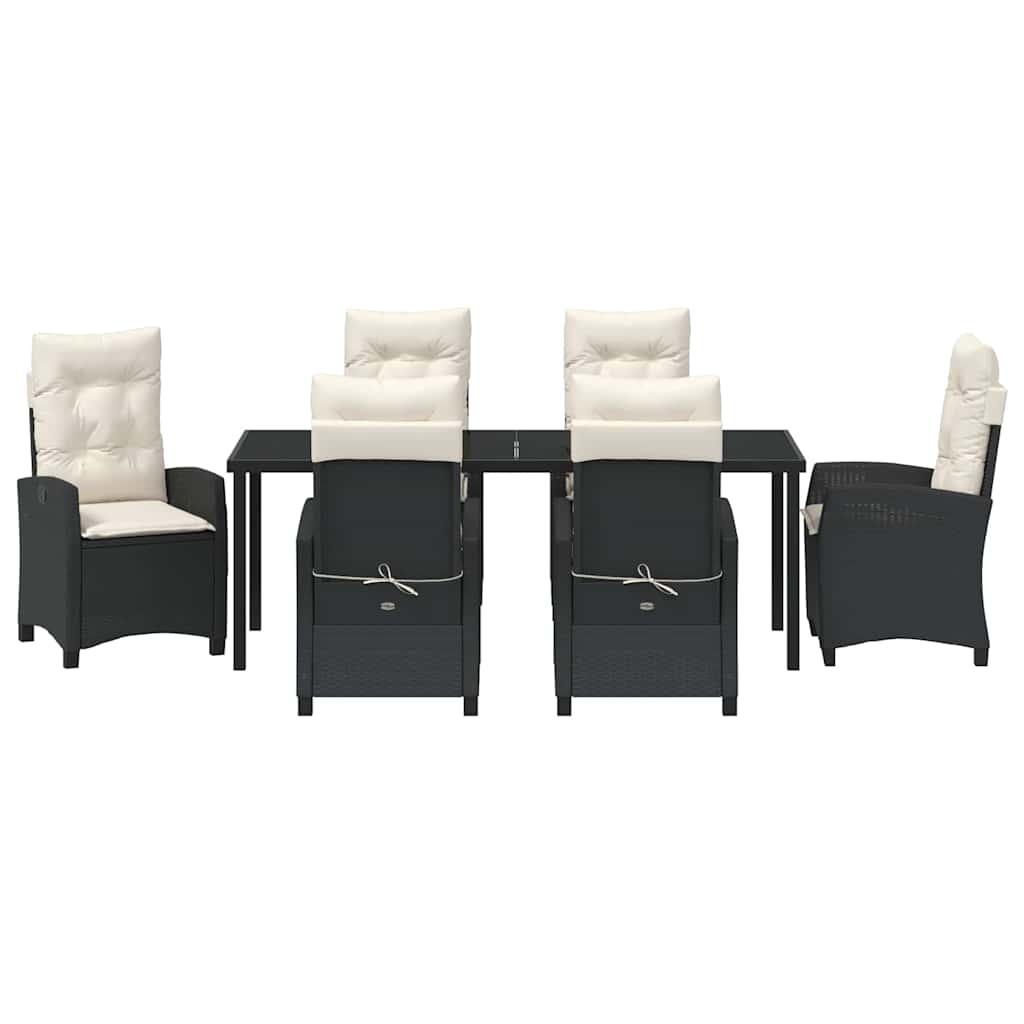 Have Spisebordssæt 7 stk. Sort polyrattan