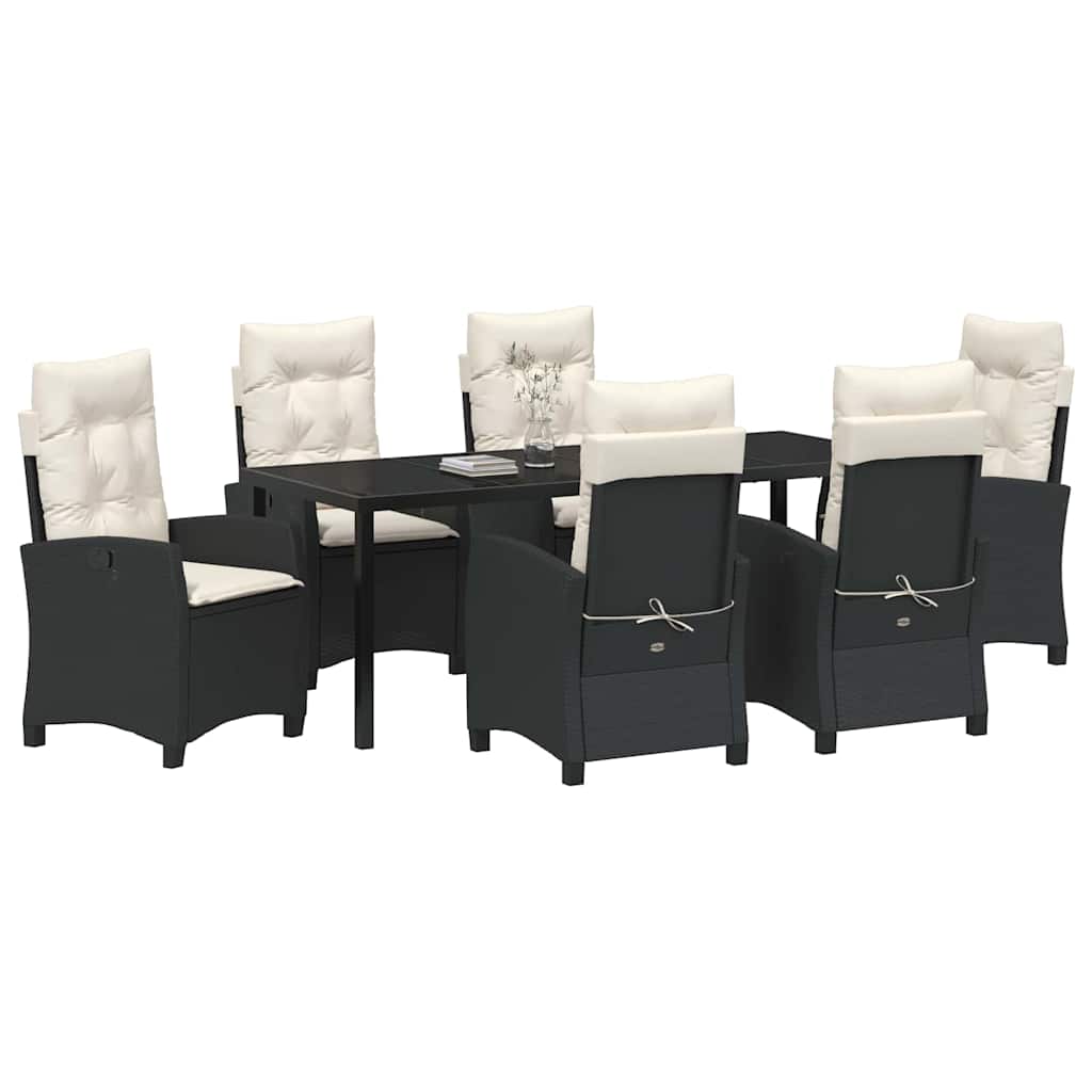 Have Spisebordssæt 7 stk. Sort polyrattan