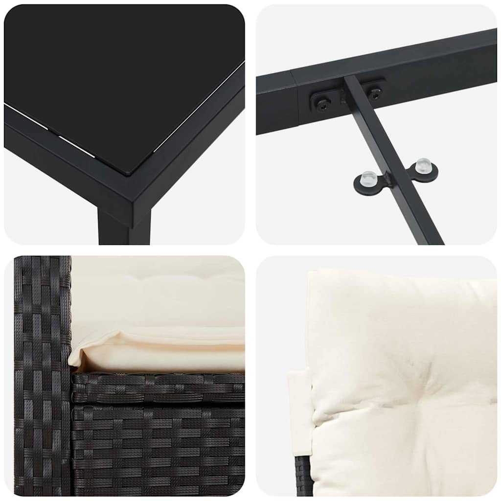 Have Spisebordssæt 9 stk. Sort polyrattan
