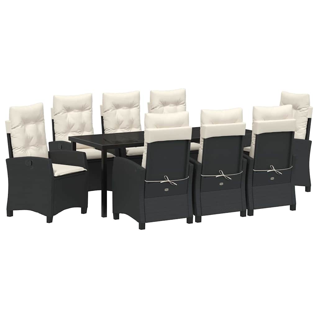 Have Spisebordssæt 9 stk. Sort polyrattan