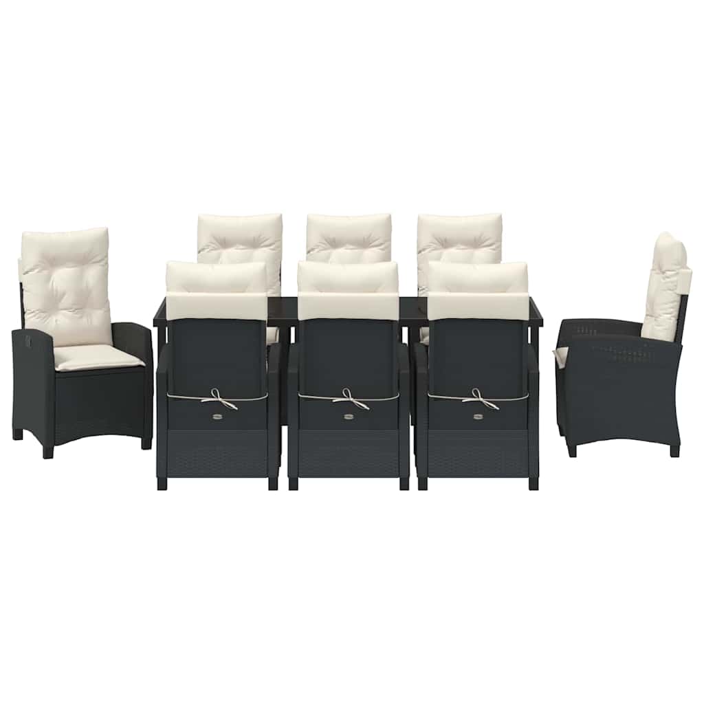 Have Spisebordssæt 9 stk. Sort polyrattan