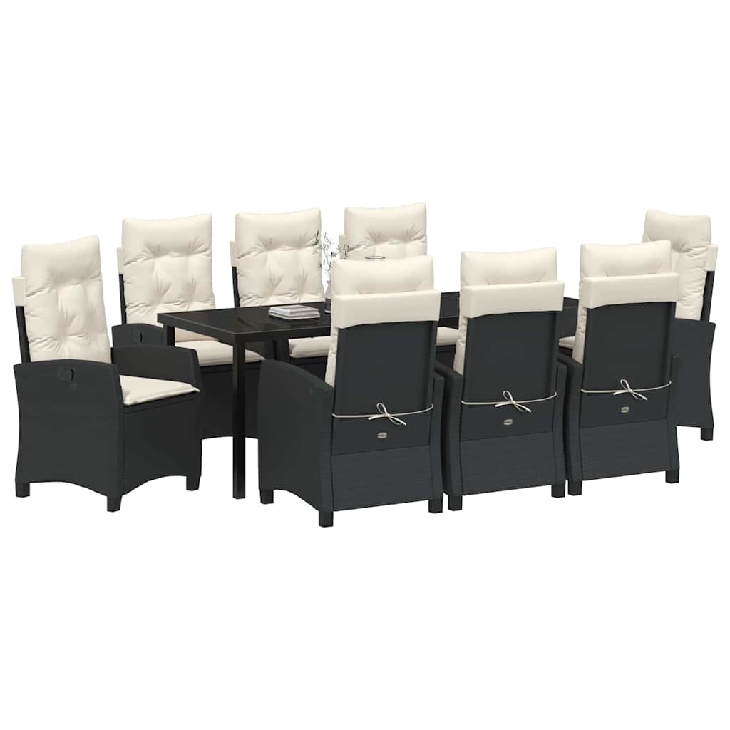 Have Spisebordssæt 9 stk. Sort polyrattan
