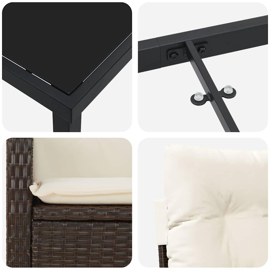 Have Spisebordssæt 7 stk. Brun polyrattan