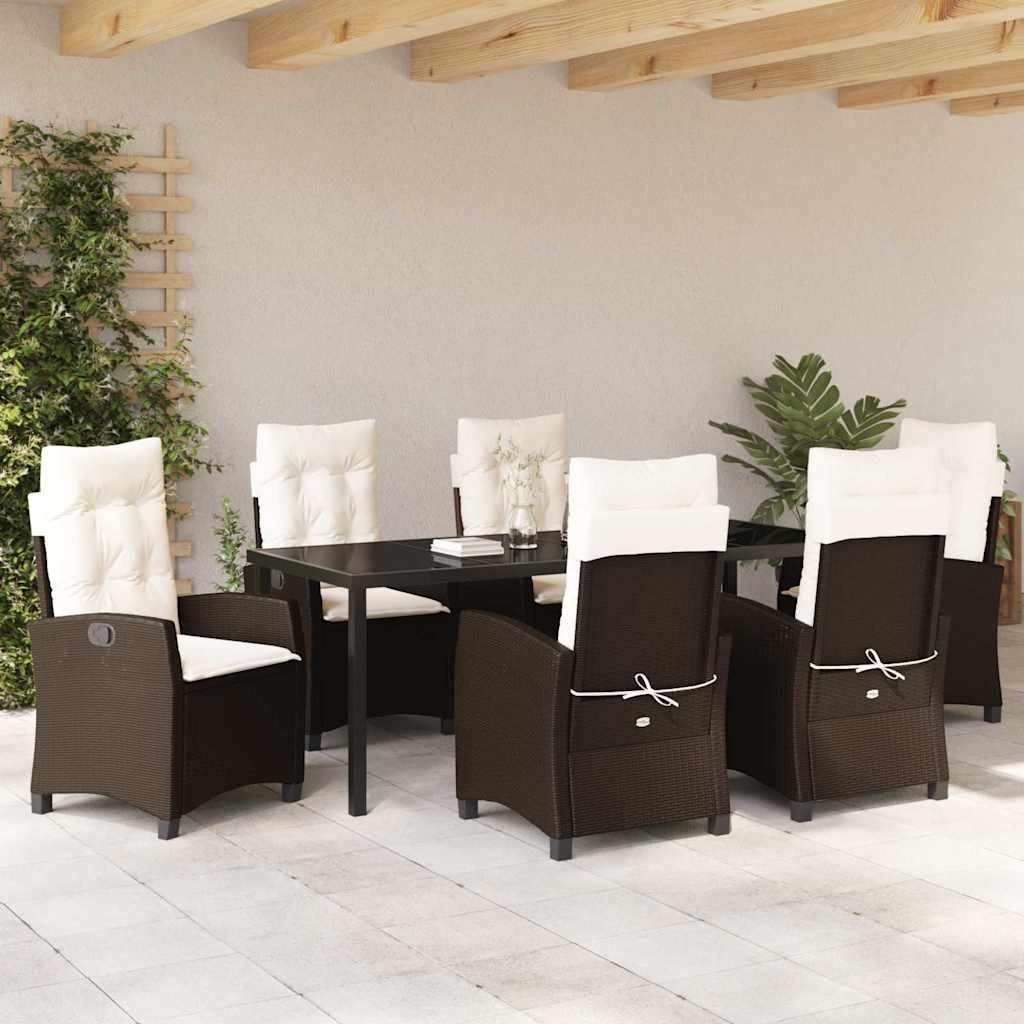Have Spisebordssæt 7 stk. Brun polyrattan