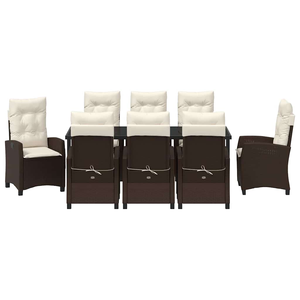 Have Spisebordssæt 9 stk. Brun polyrattan