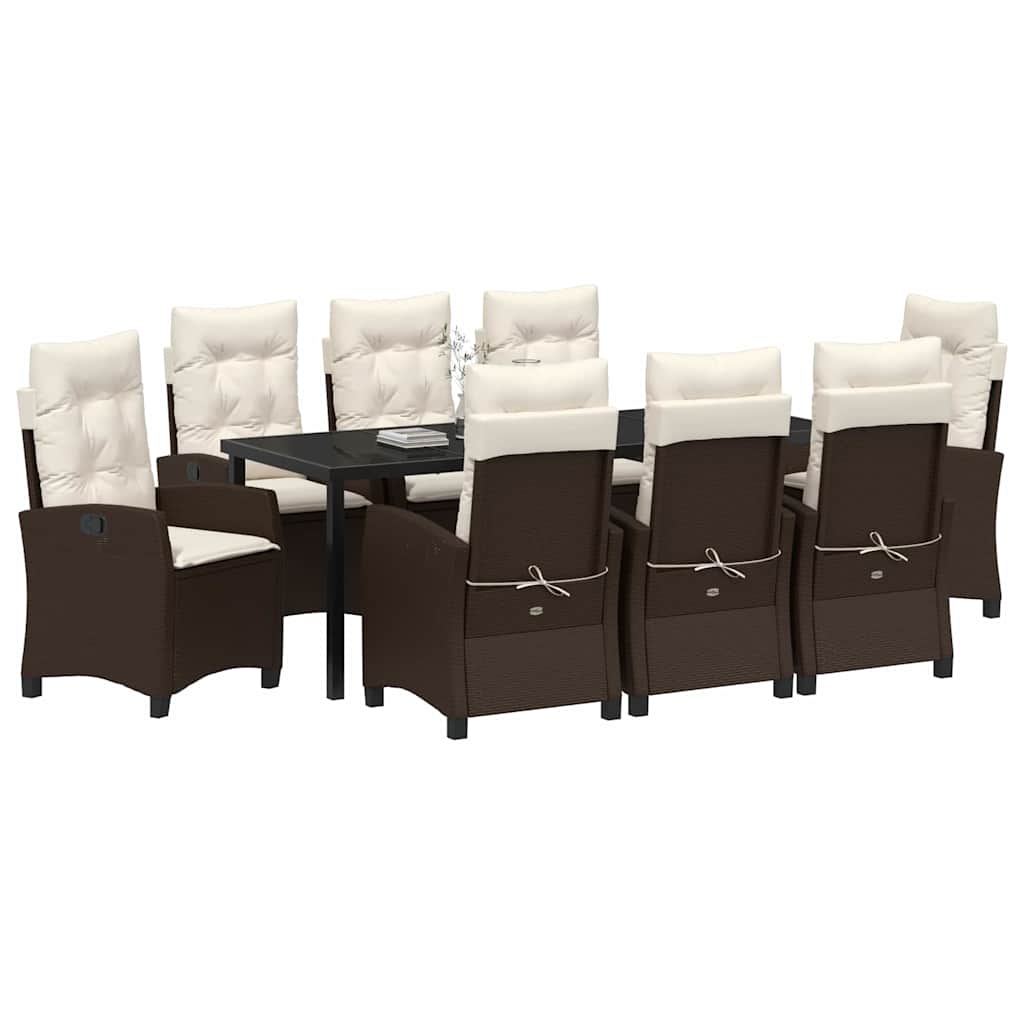 Have Spisebordssæt 9 stk. Brun polyrattan