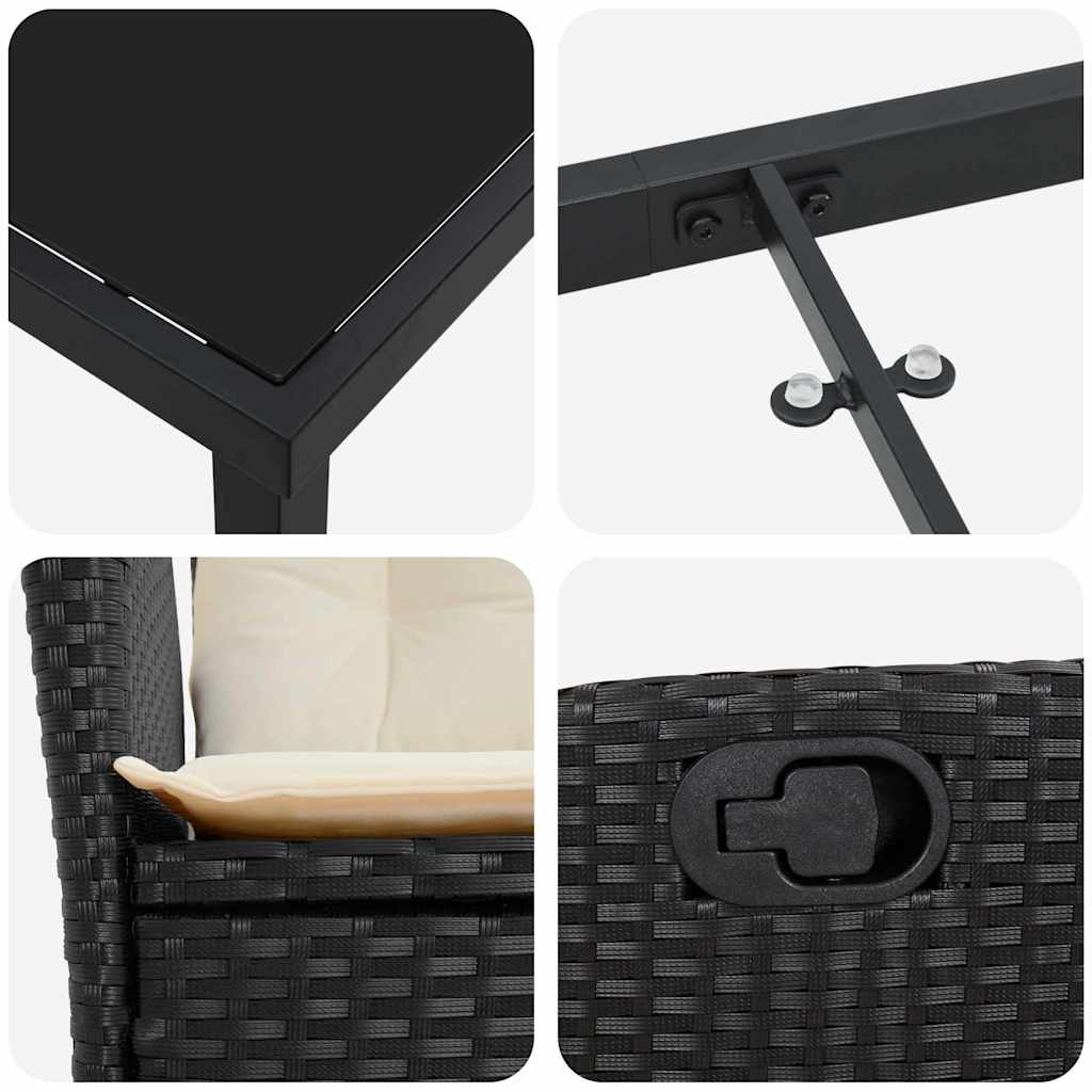 Have Spisebordssæt 9 stk. Sort polyrattan