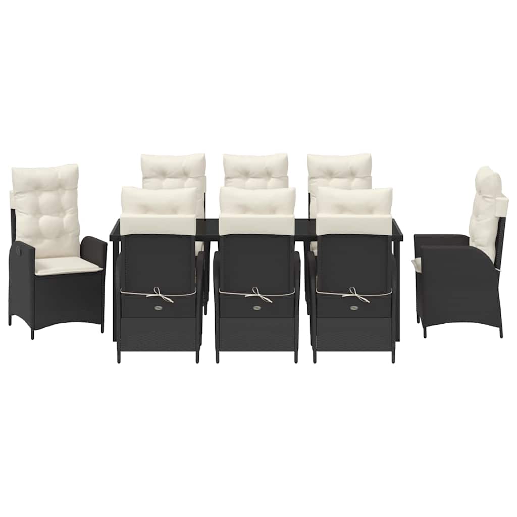 Have Spisebordssæt 9 stk. Sort polyrattan