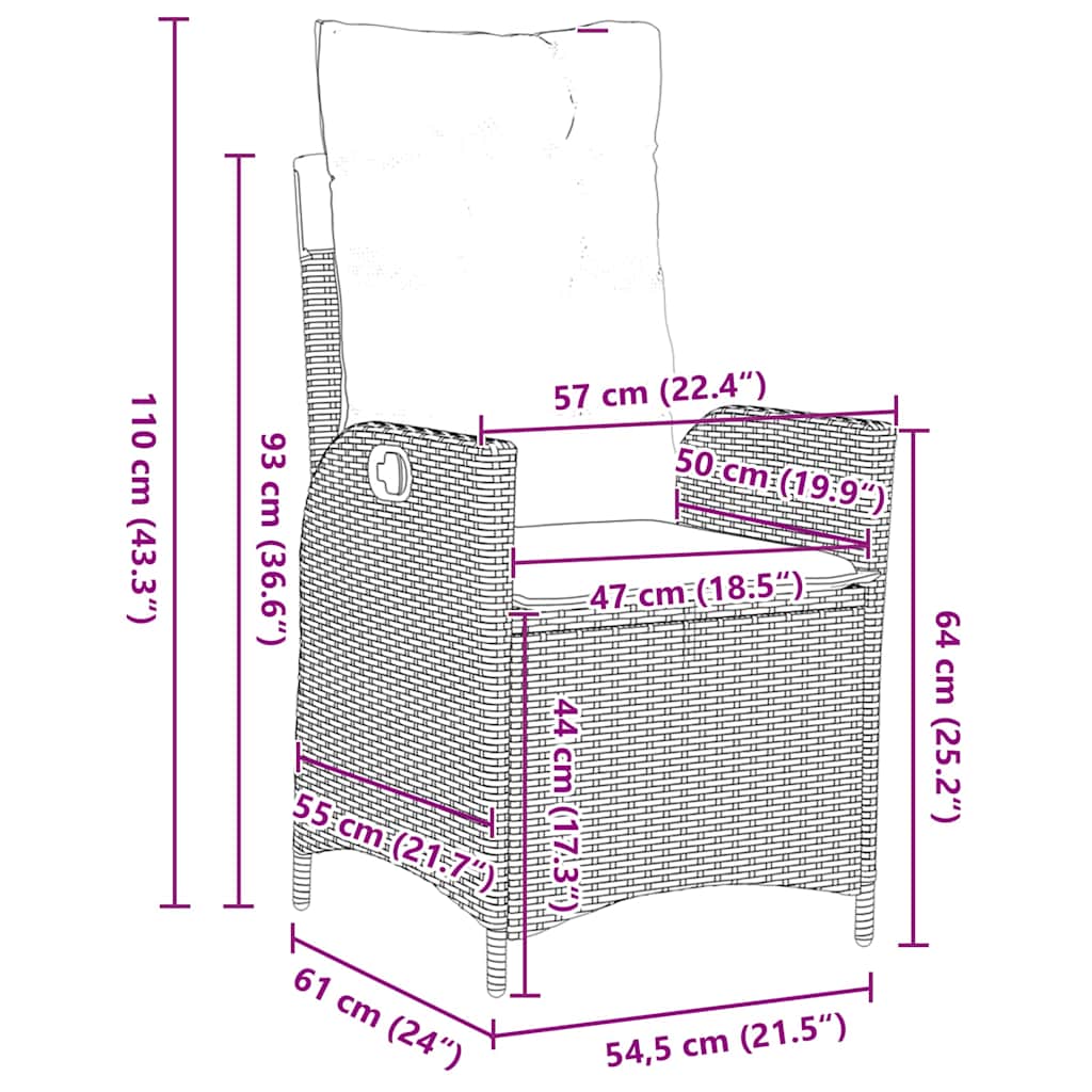 Have Spisebordssæt 9 stk. Sort polyrattan