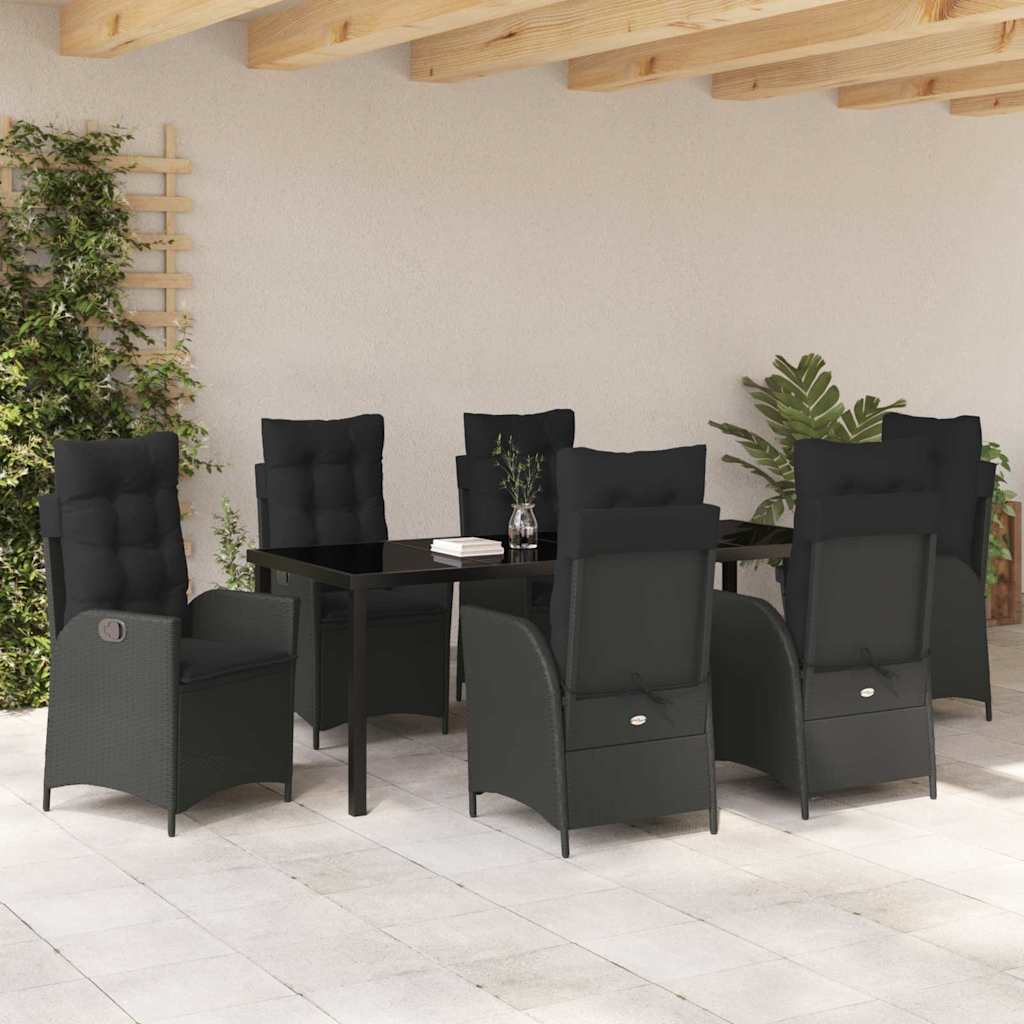 Have Spisebordssæt 7 stk. Sort polyrattan