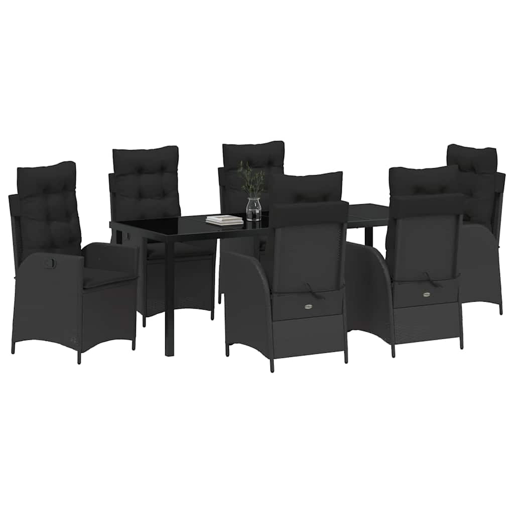 Have Spisebordssæt 7 stk. Sort polyrattan