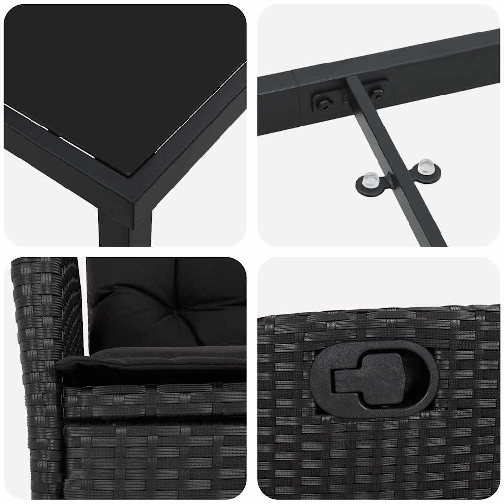 Have Spisebordssæt 9 stk. Sort polyrattan