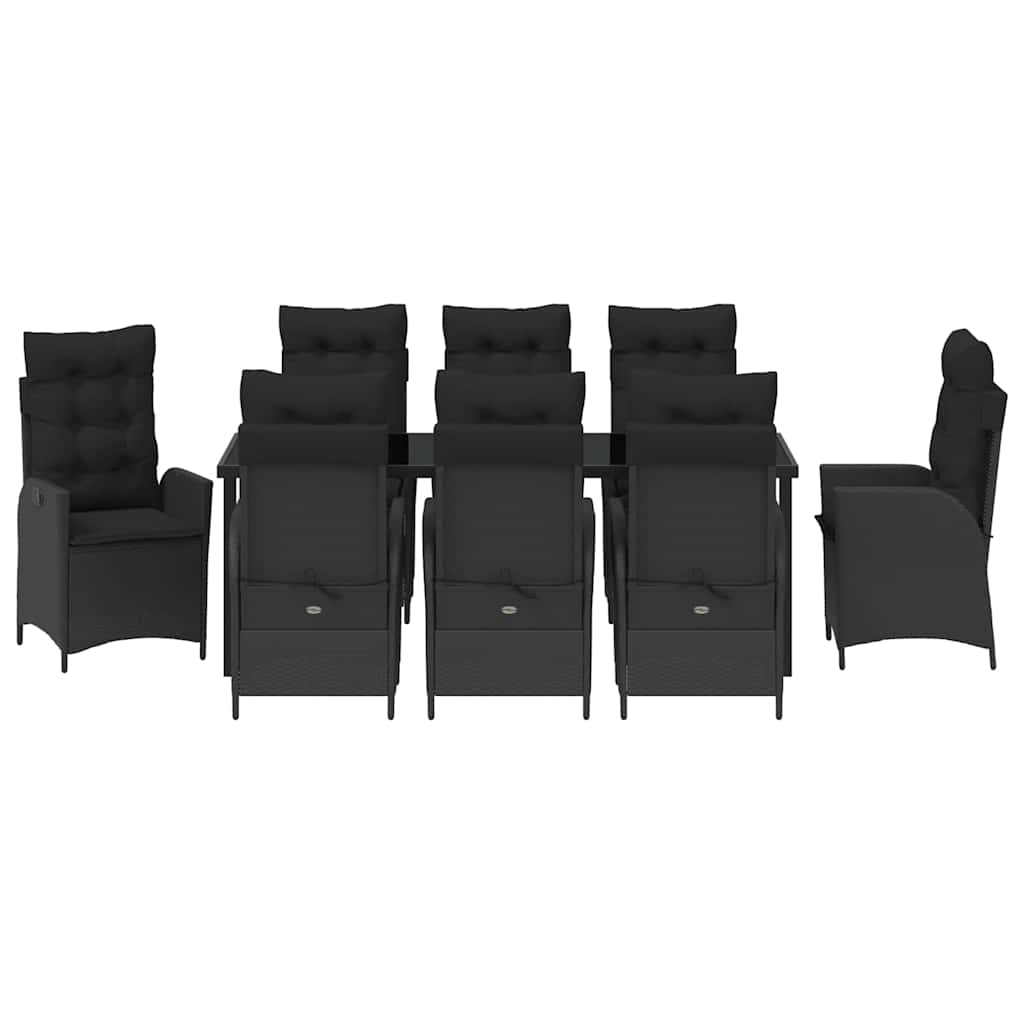 Have Spisebordssæt 9 stk. Sort polyrattan