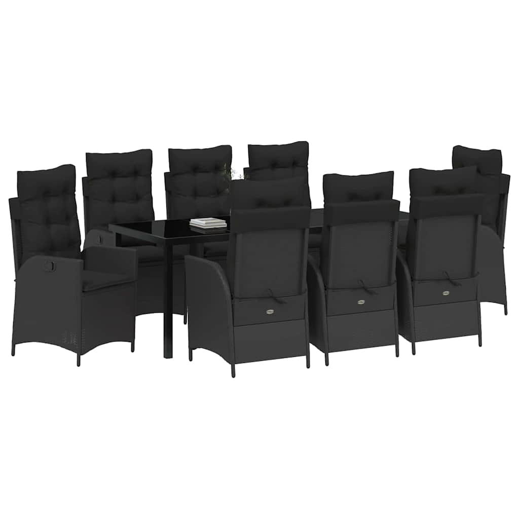 Have Spisebordssæt 9 stk. Sort polyrattan
