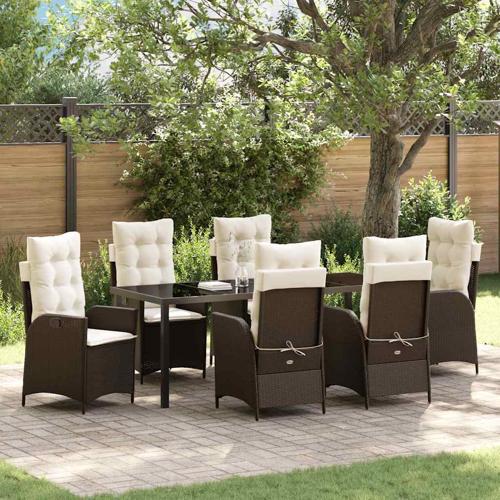 Have Spisebordssæt 7 stk. Brun polyrattan