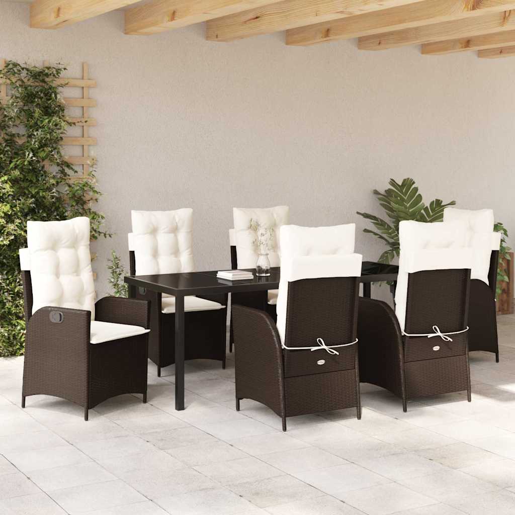 Have Spisebordssæt 7 stk. Brun polyrattan