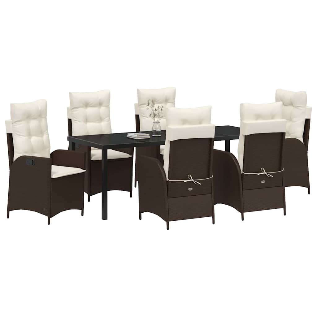 Have Spisebordssæt 7 stk. Brun polyrattan