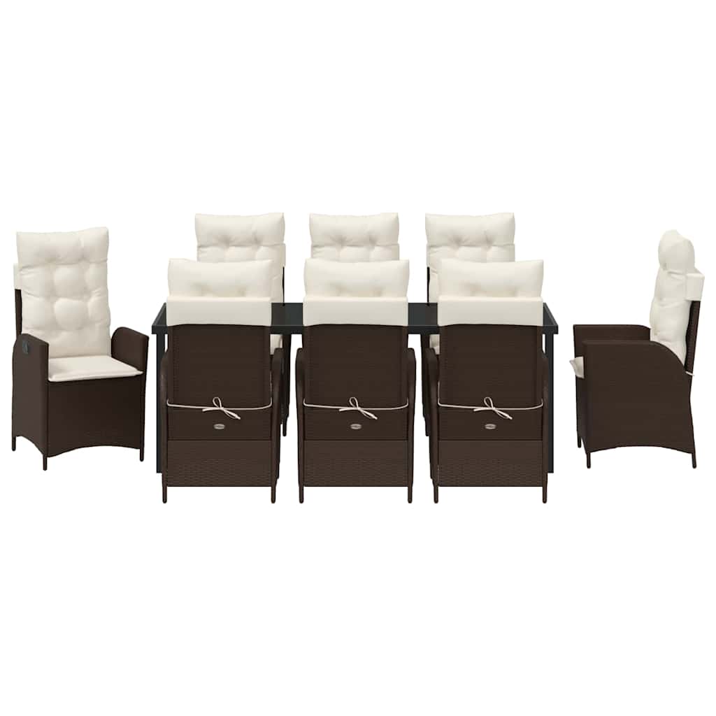 Have Spisebordssæt 9 stk. Brun polyrattan