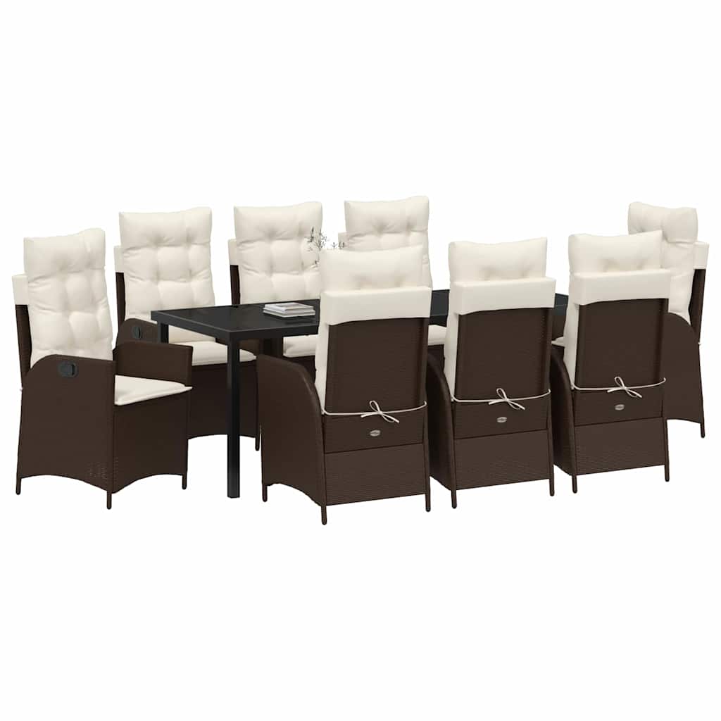 Have Spisebordssæt 9 stk. Brun polyrattan