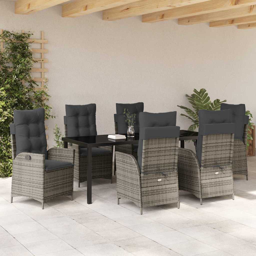 Have Spisebordssæt 7 stk. Grå polyrattan