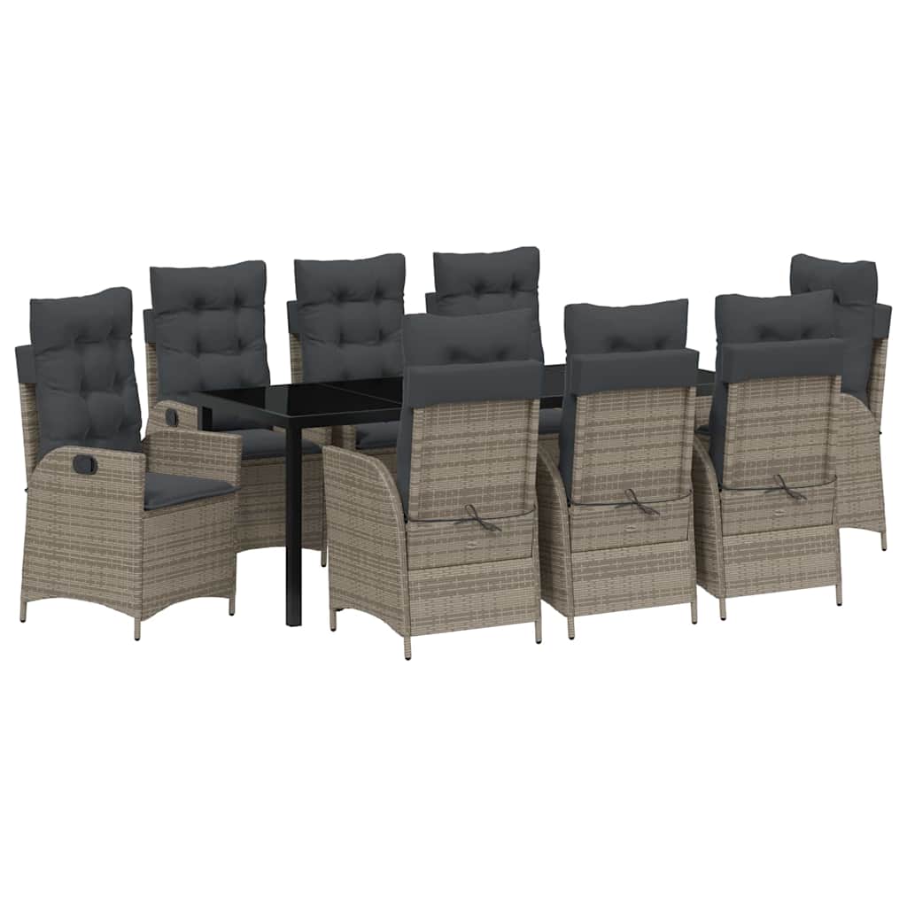 Have Spisebordssæt 9 stk. Grå polyrattan