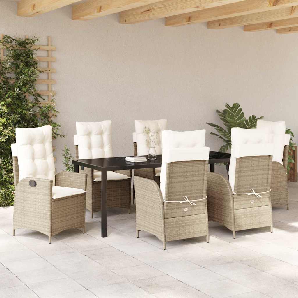 Have Spisebordssæt 7 stk. Beige polyrattan