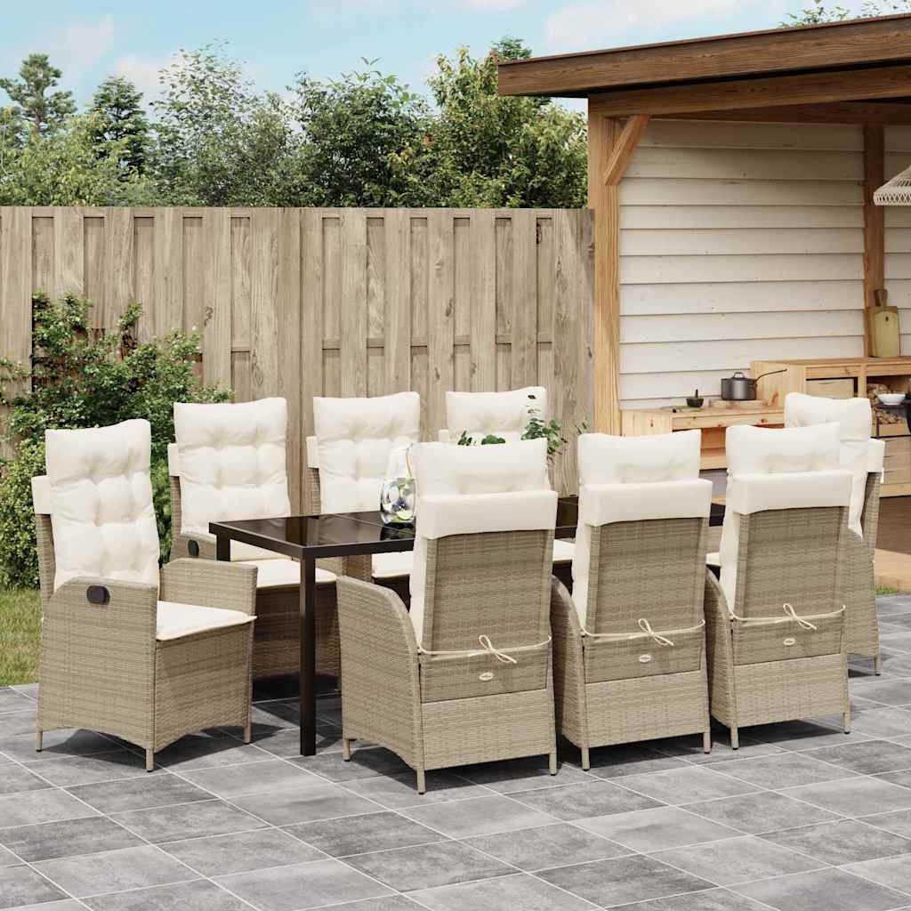 Have Spisebordssæt 9 stk. Beige polyrattan