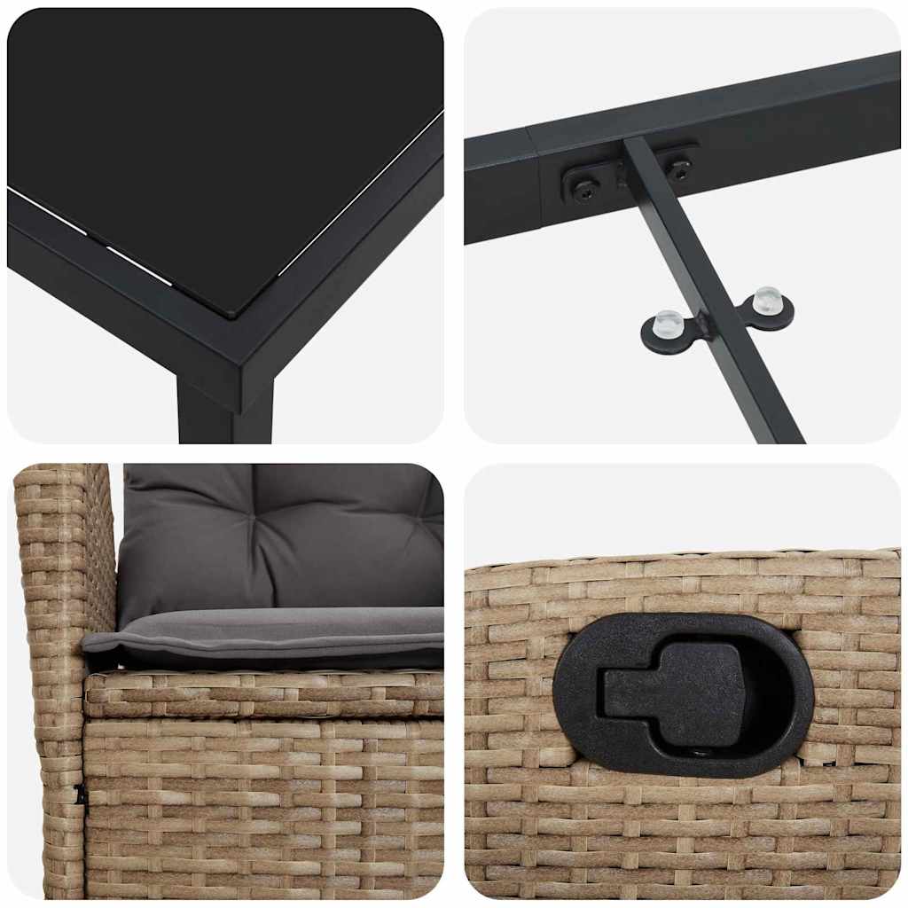 Have Spisebordssæt 9 stk. Beige polyrattan