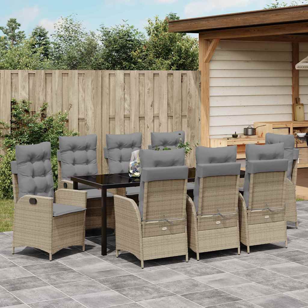 Have Spisebordssæt 9 stk. Beige polyrattan