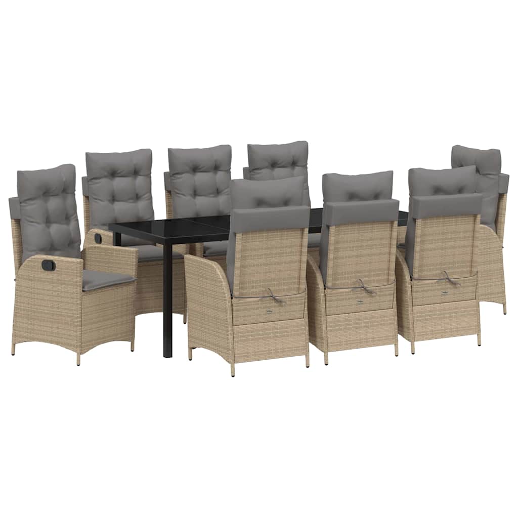 Have Spisebordssæt 9 stk. Beige polyrattan
