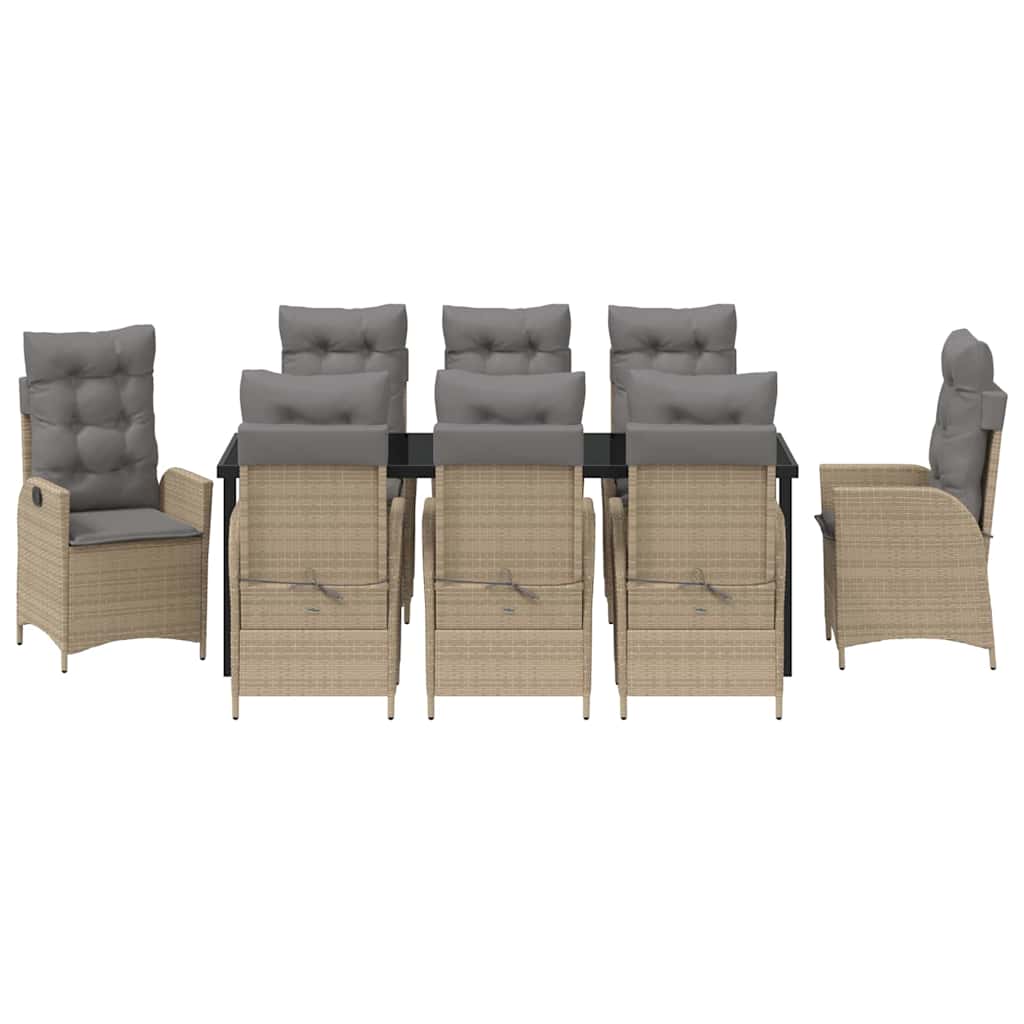 Have Spisebordssæt 9 stk. Beige polyrattan