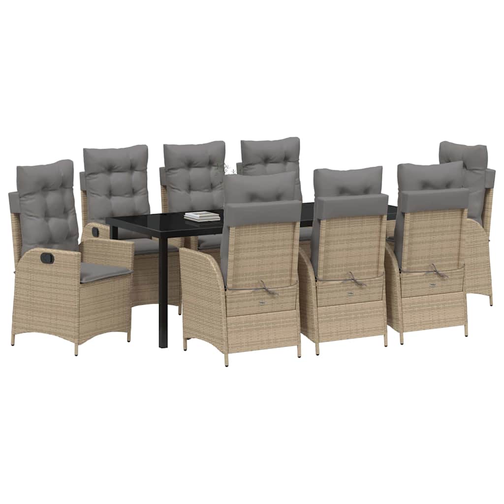 Have Spisebordssæt 9 stk. Beige polyrattan