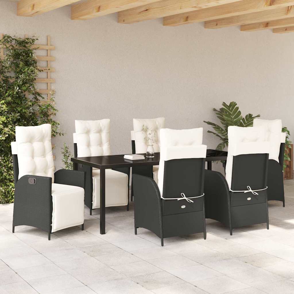 Have Spisebordssæt 7 stk. Sort polyrattan
