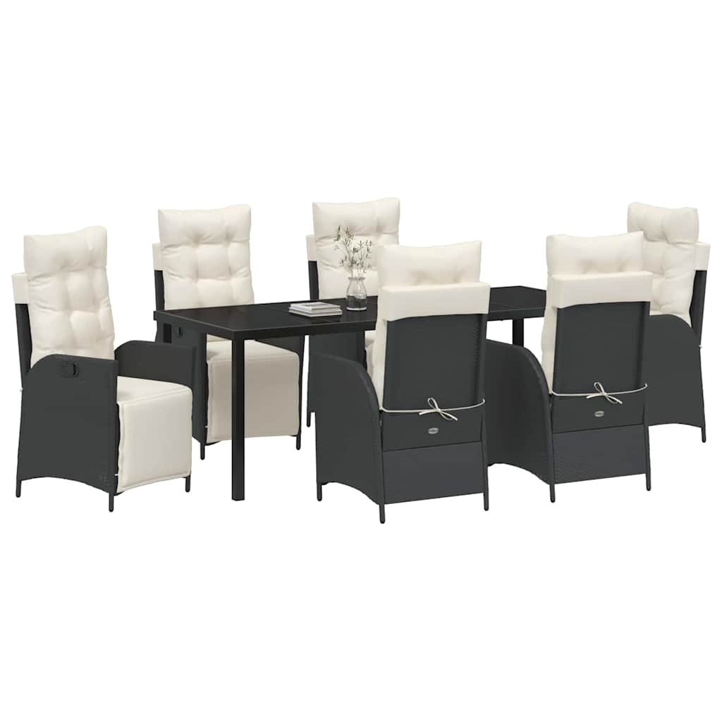 Have Spisebordssæt 7 stk. Sort polyrattan