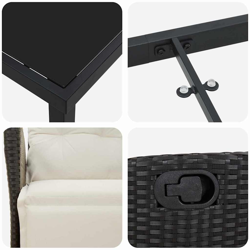 Have Spisebordssæt 9 stk. Sort polyrattan