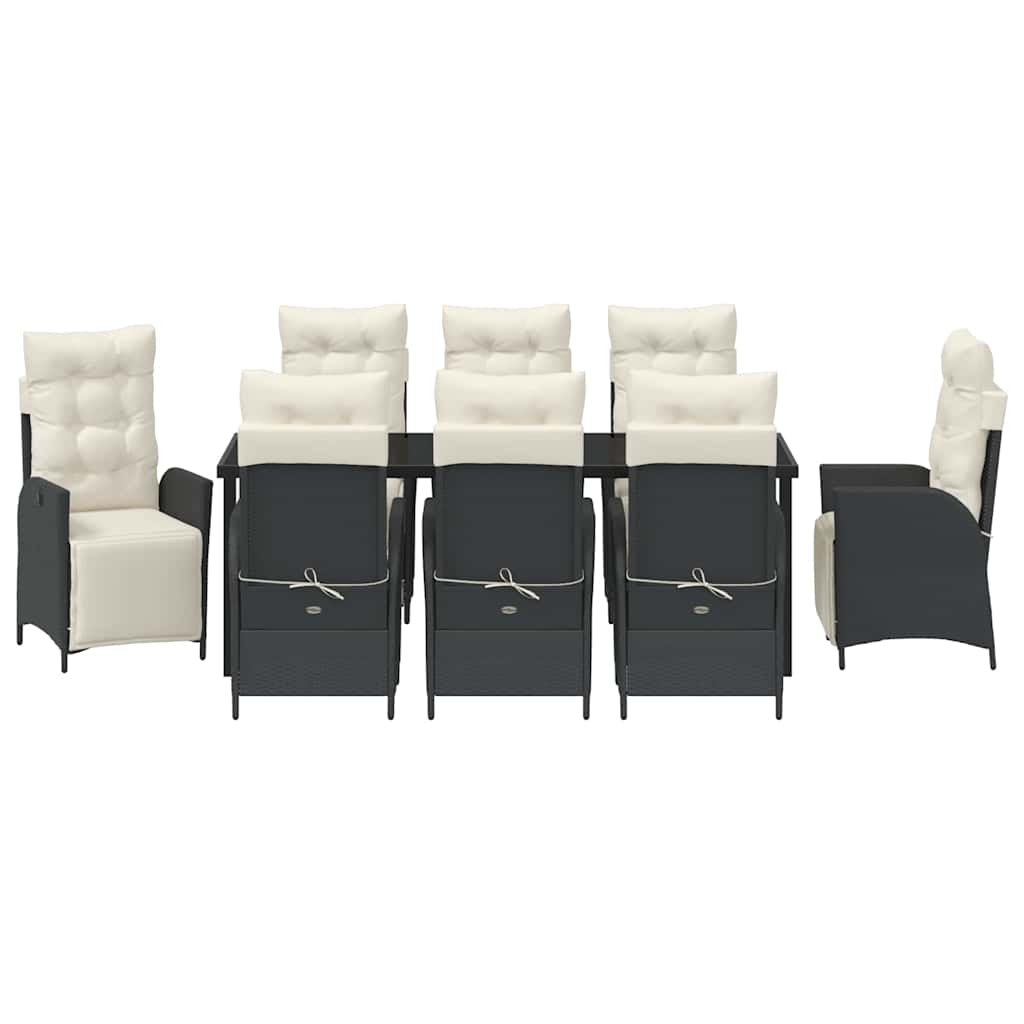 Have Spisebordssæt 9 stk. Sort polyrattan