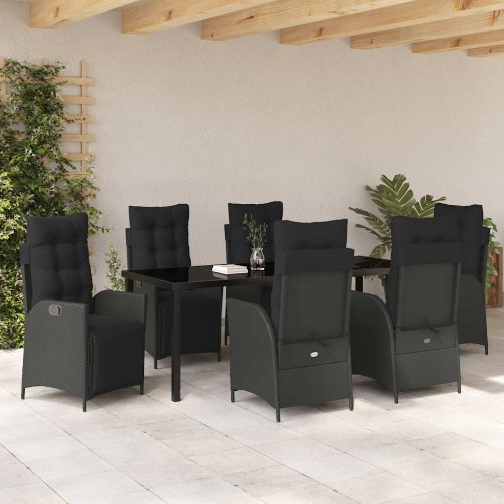Have Spisebordssæt 7 stk. Sort polyrattan