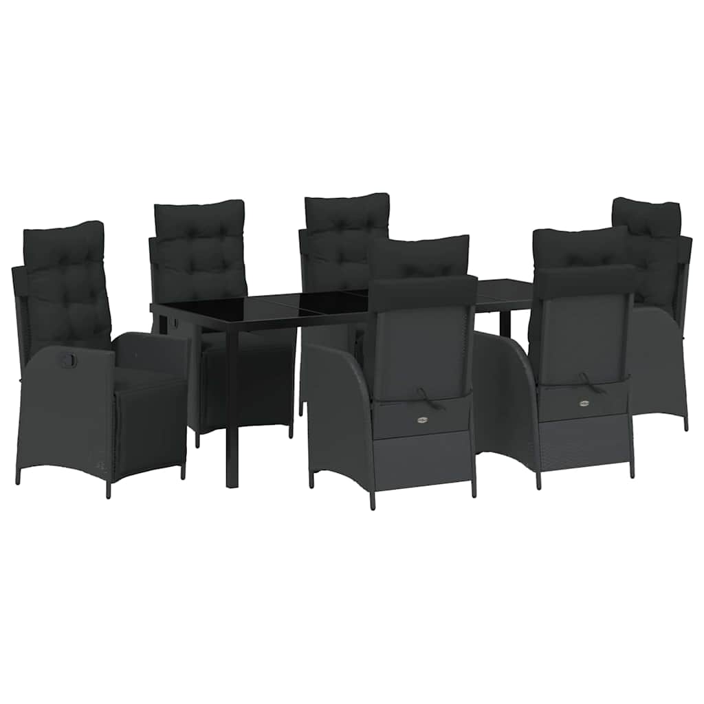 Have Spisebordssæt 7 stk. Sort polyrattan