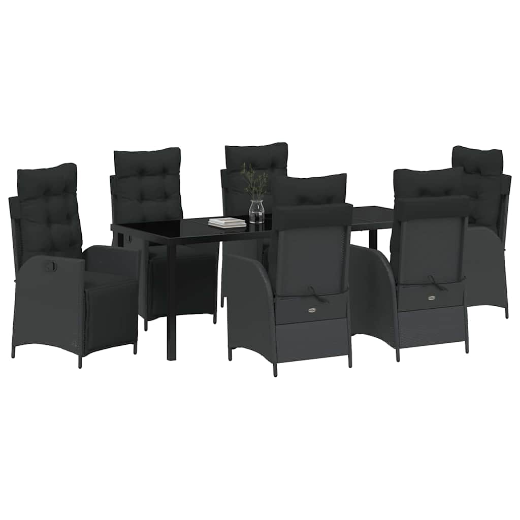 Have Spisebordssæt 7 stk. Sort polyrattan