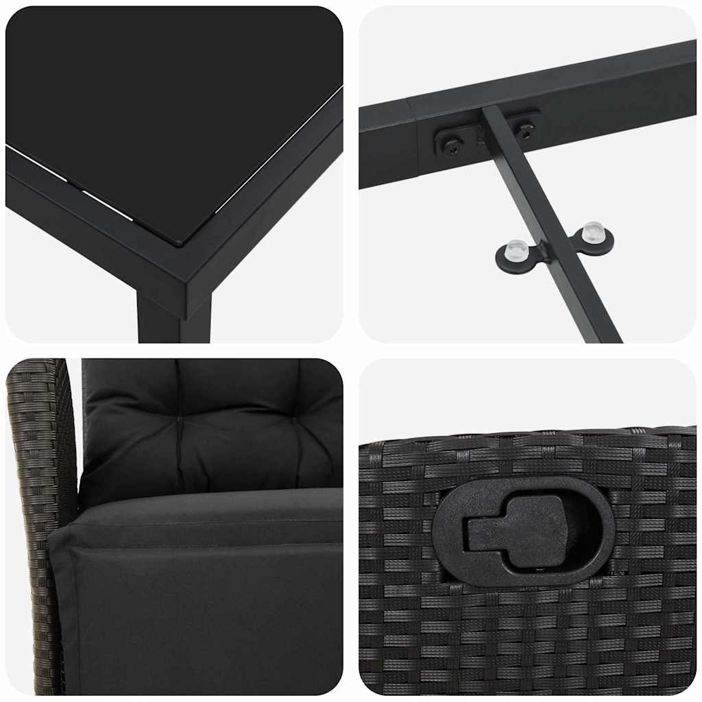 Have Spisebordssæt 9 stk. Sort polyrattan