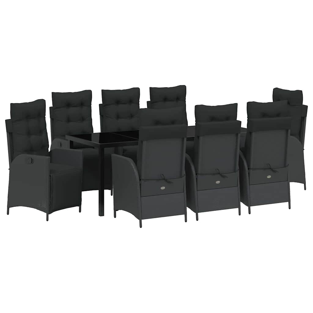 Have Spisebordssæt 9 stk. Sort polyrattan