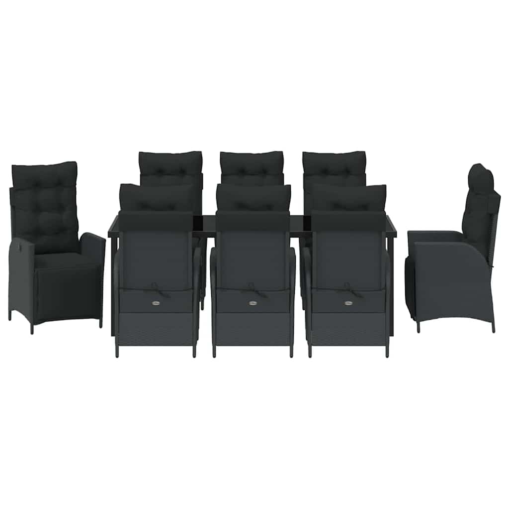 Have Spisebordssæt 9 stk. Sort polyrattan