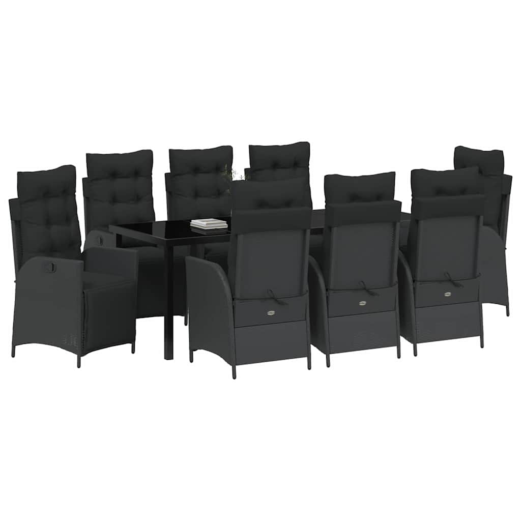 Have Spisebordssæt 9 stk. Sort polyrattan