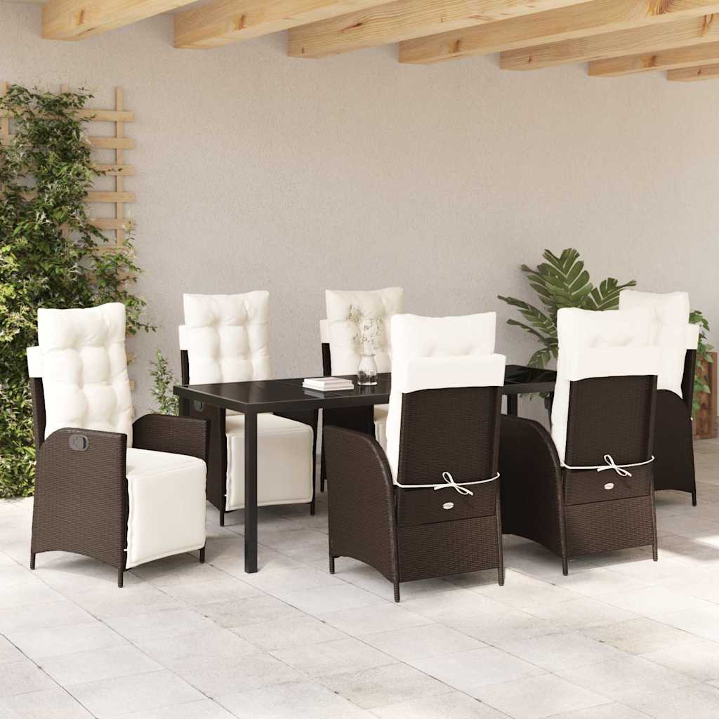Have Spisebordssæt 7 stk. Brun polyrattan