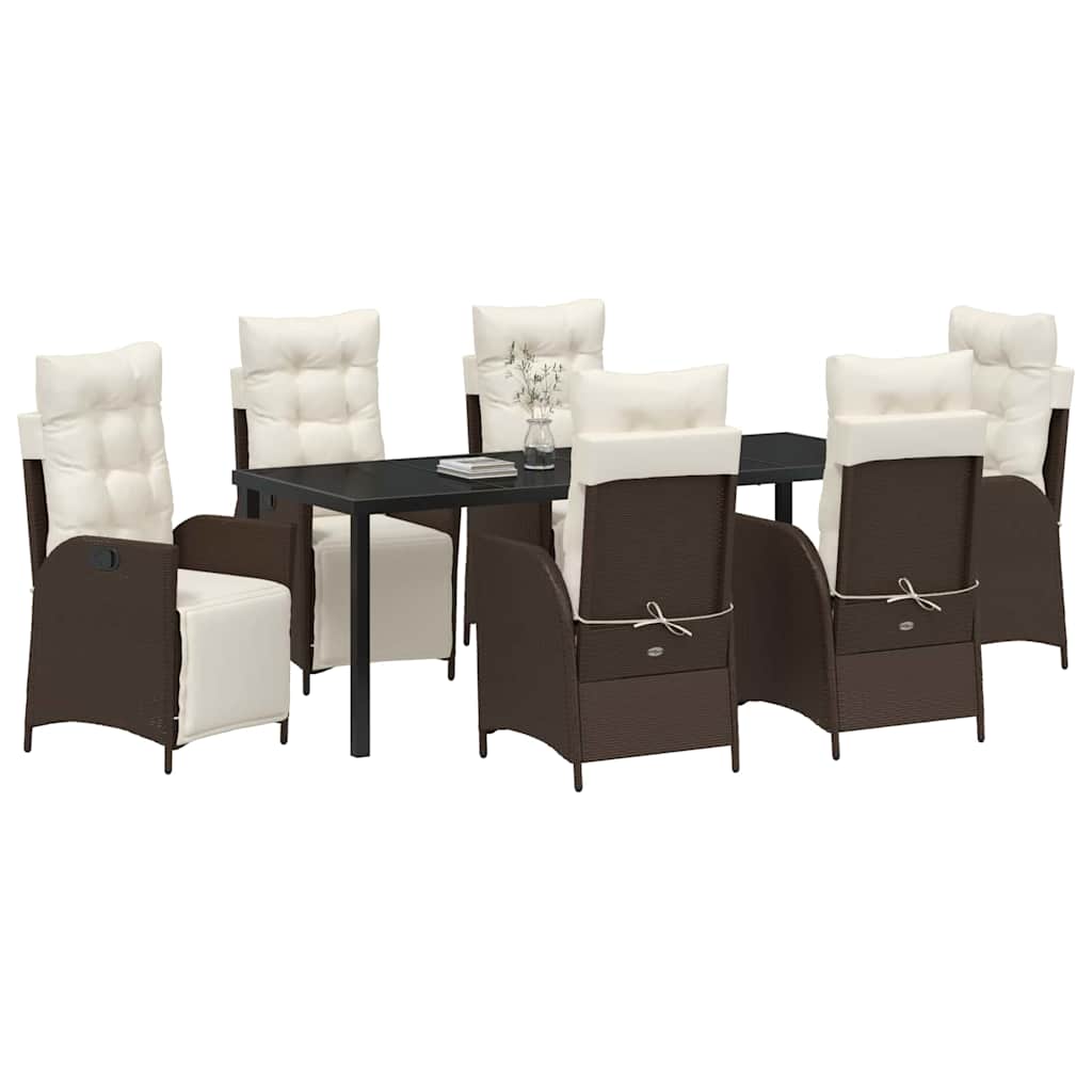 Have Spisebordssæt 7 stk. Brun polyrattan