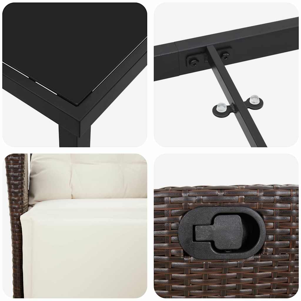 Have Spisebordssæt 9 stk. Brun polyrattan