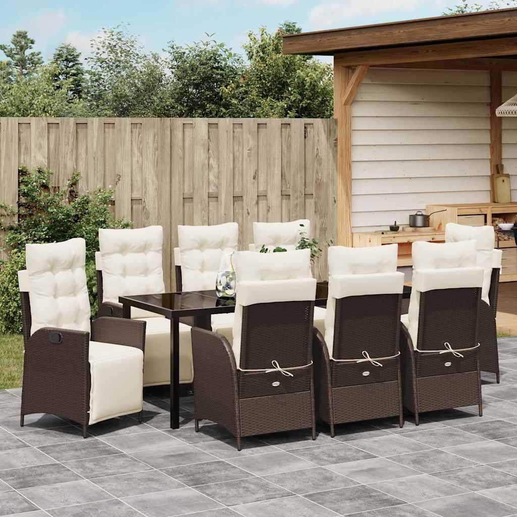 Have Spisebordssæt 9 stk. Brun polyrattan