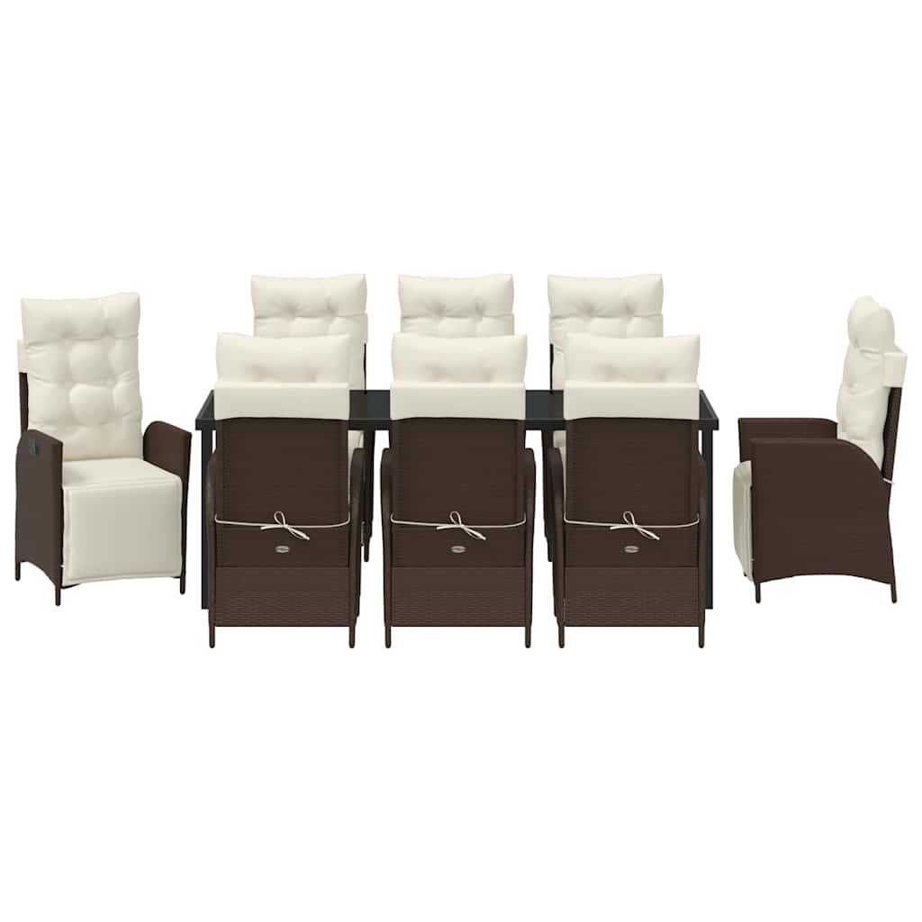Have Spisebordssæt 9 stk. Brun polyrattan